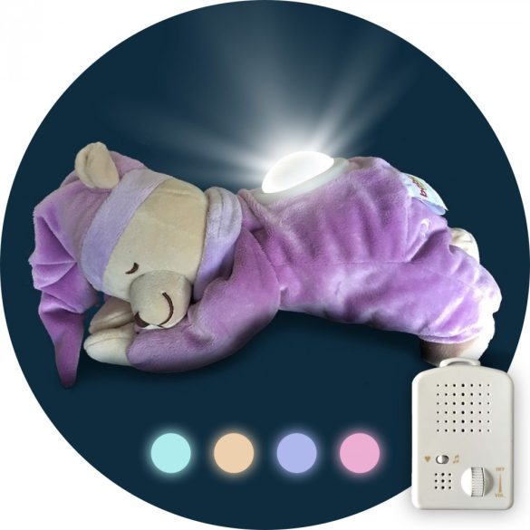 Medvedík fialový so svetlom, hračka na uspávanie bábätiek